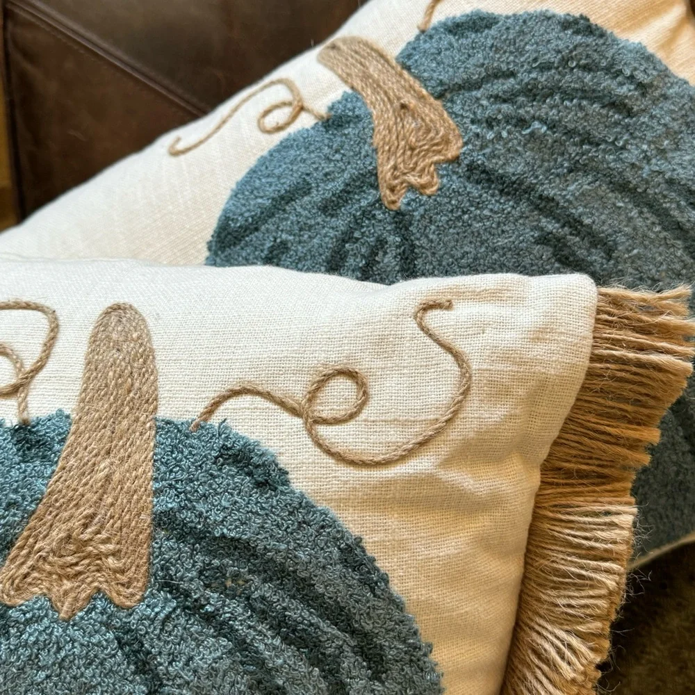 🆕2 Magaschoni Home Fall Harvest Pumpkin Cotton Accent Pillows